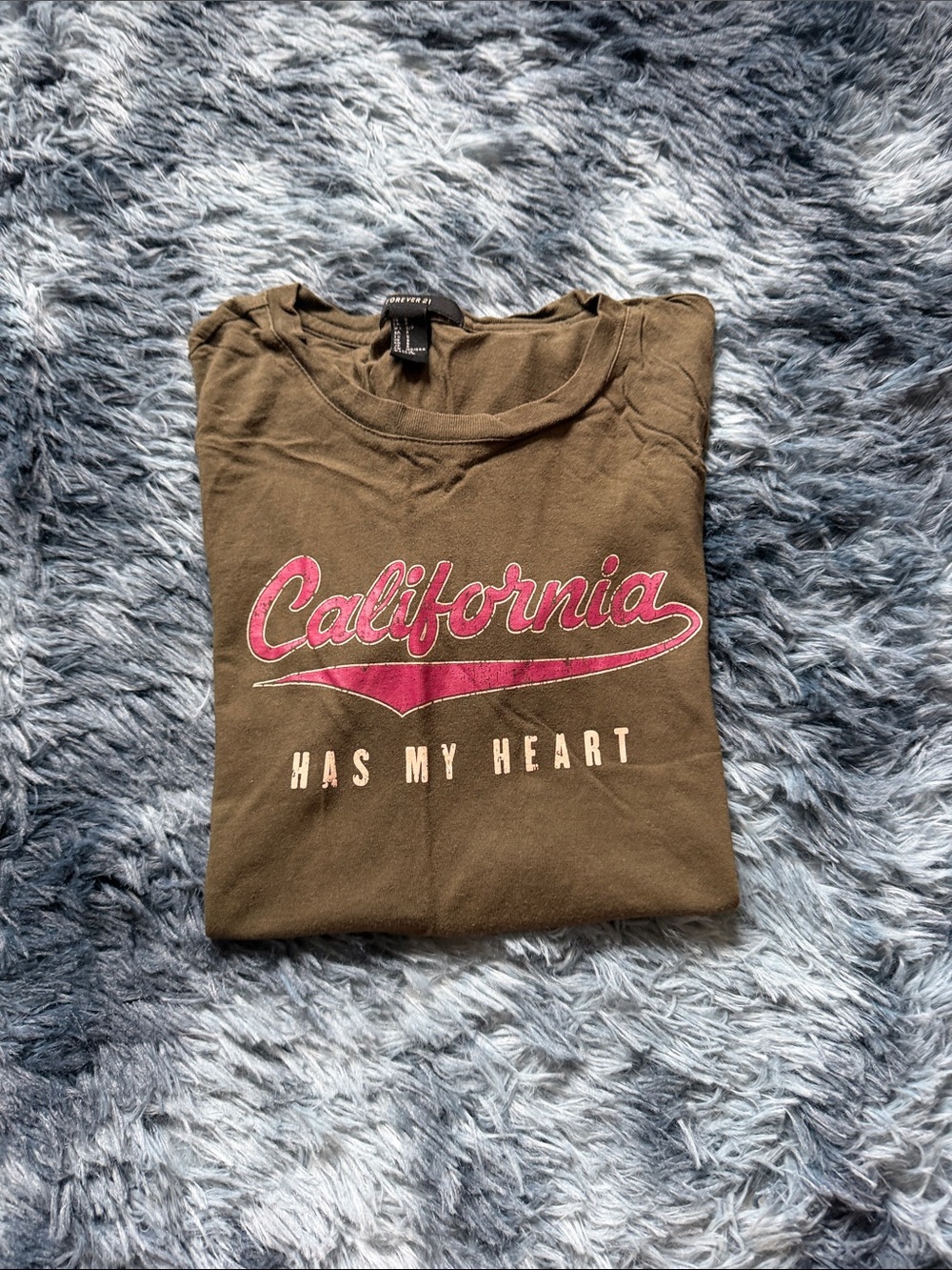 Olive Green California Graphic Tee with Pink Script